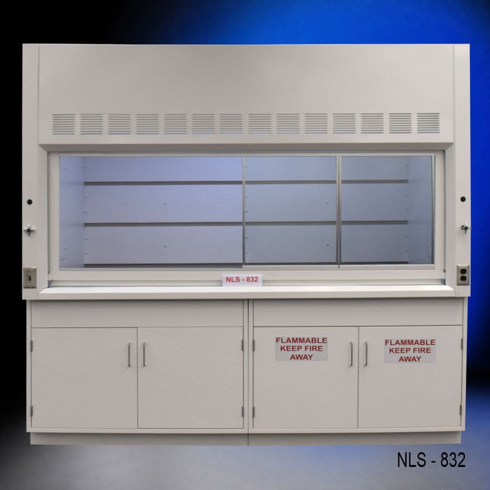 8′ x 4′ Fisher American Fume Hood w/ Flammable Cabinets