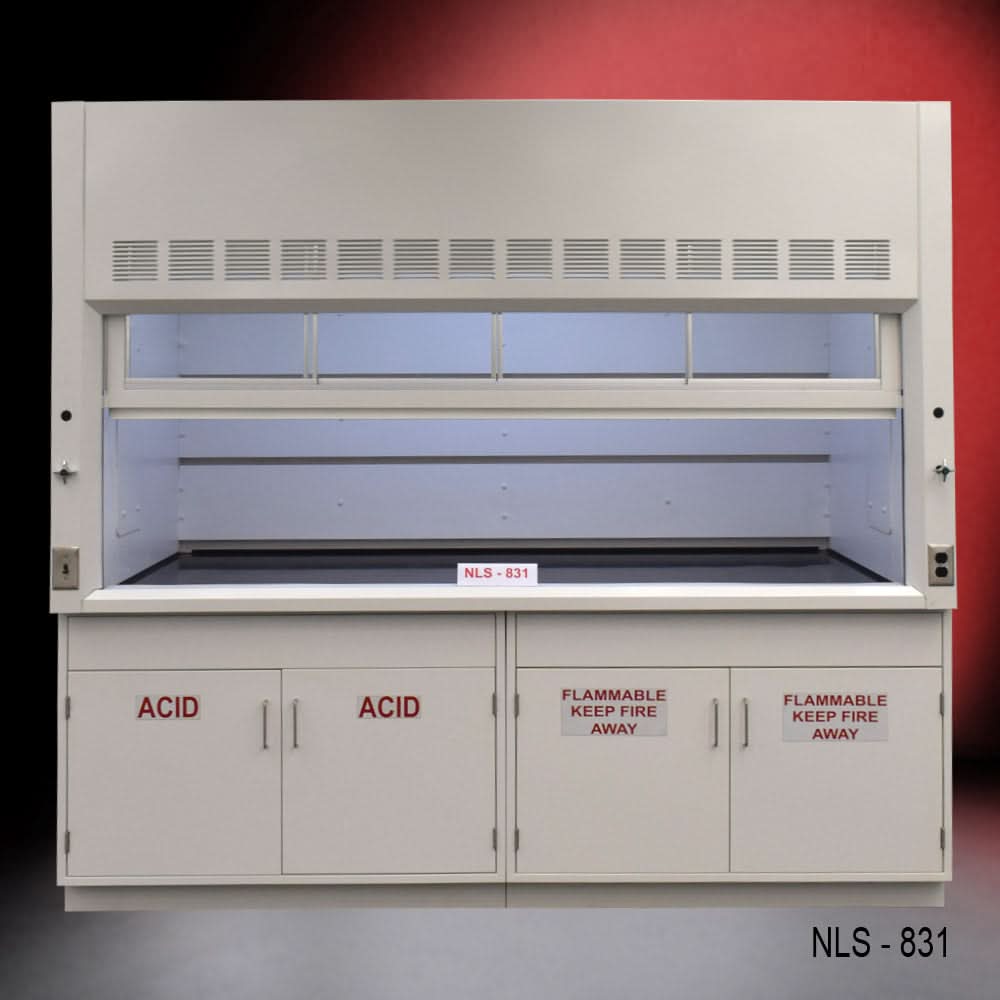 8′ x 4′ Fisher American Fume Hood w/ Acid & Flammable Cabinets