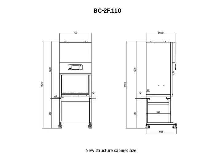 NSF Certified 2 Ft Class II Type A2 Biosafety Cabinet with Detachable Stand