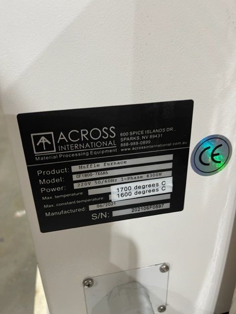 1800°C Muffle Furnace with Eurotherm Digital Multi-Segment Controller Refurb 2021