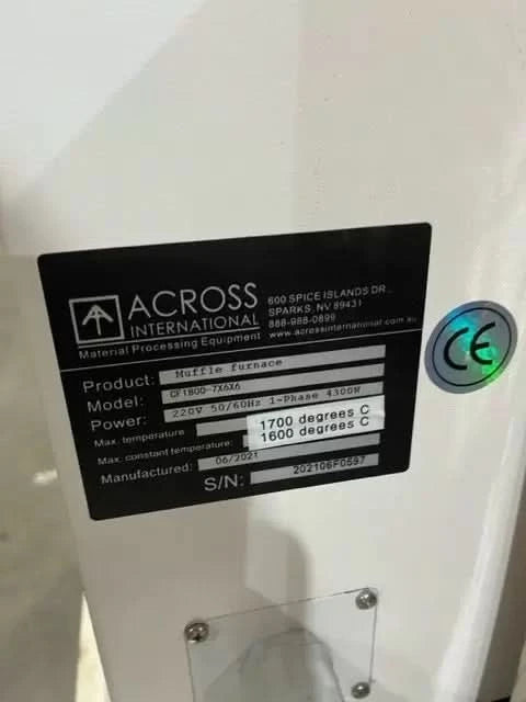 1800°C Muffle Furnace with Eurotherm Digital Multi-Segment Controller Refurb 2021