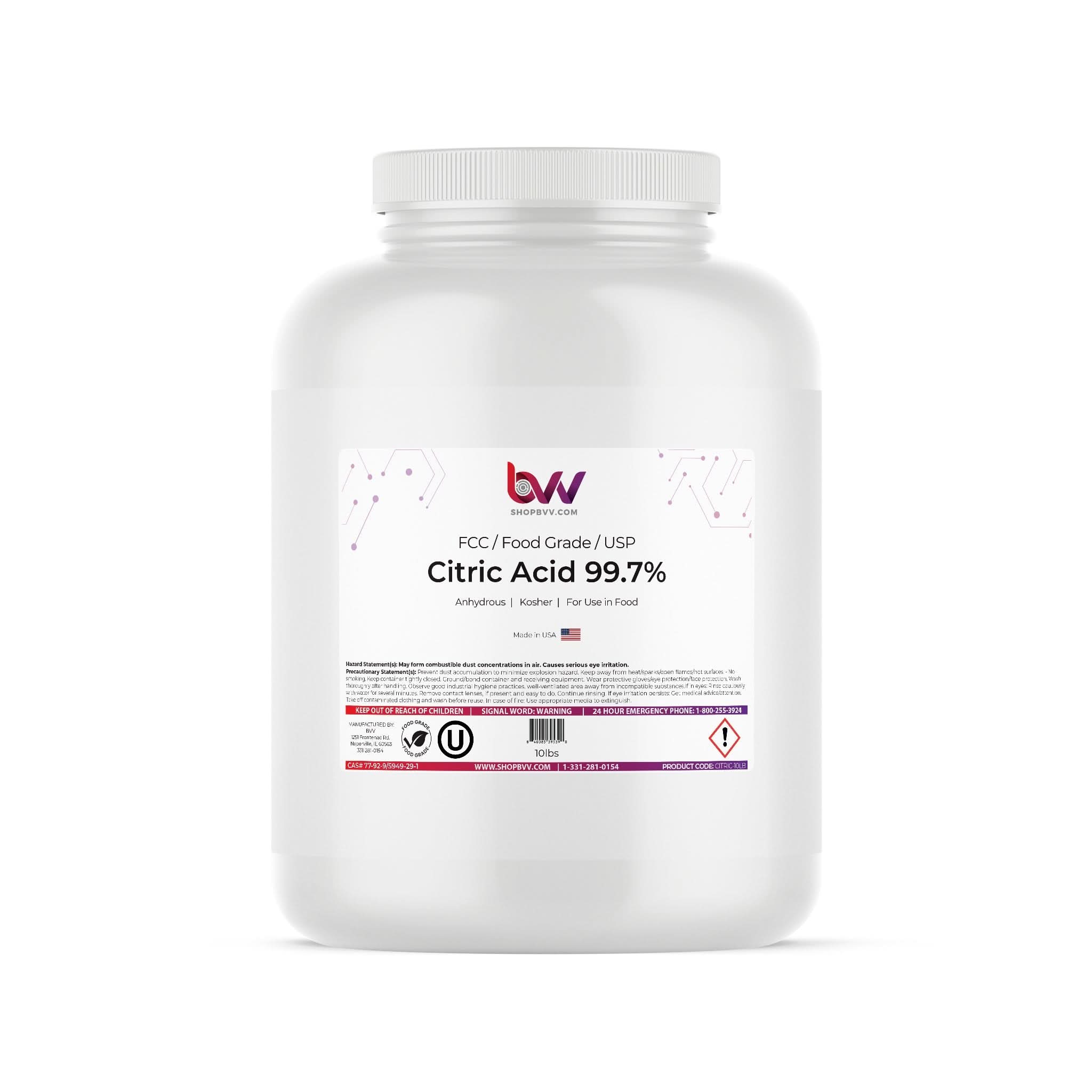 Citric Acid 97% USA - High Purity - Anhydrous FCC, USP, Kosher