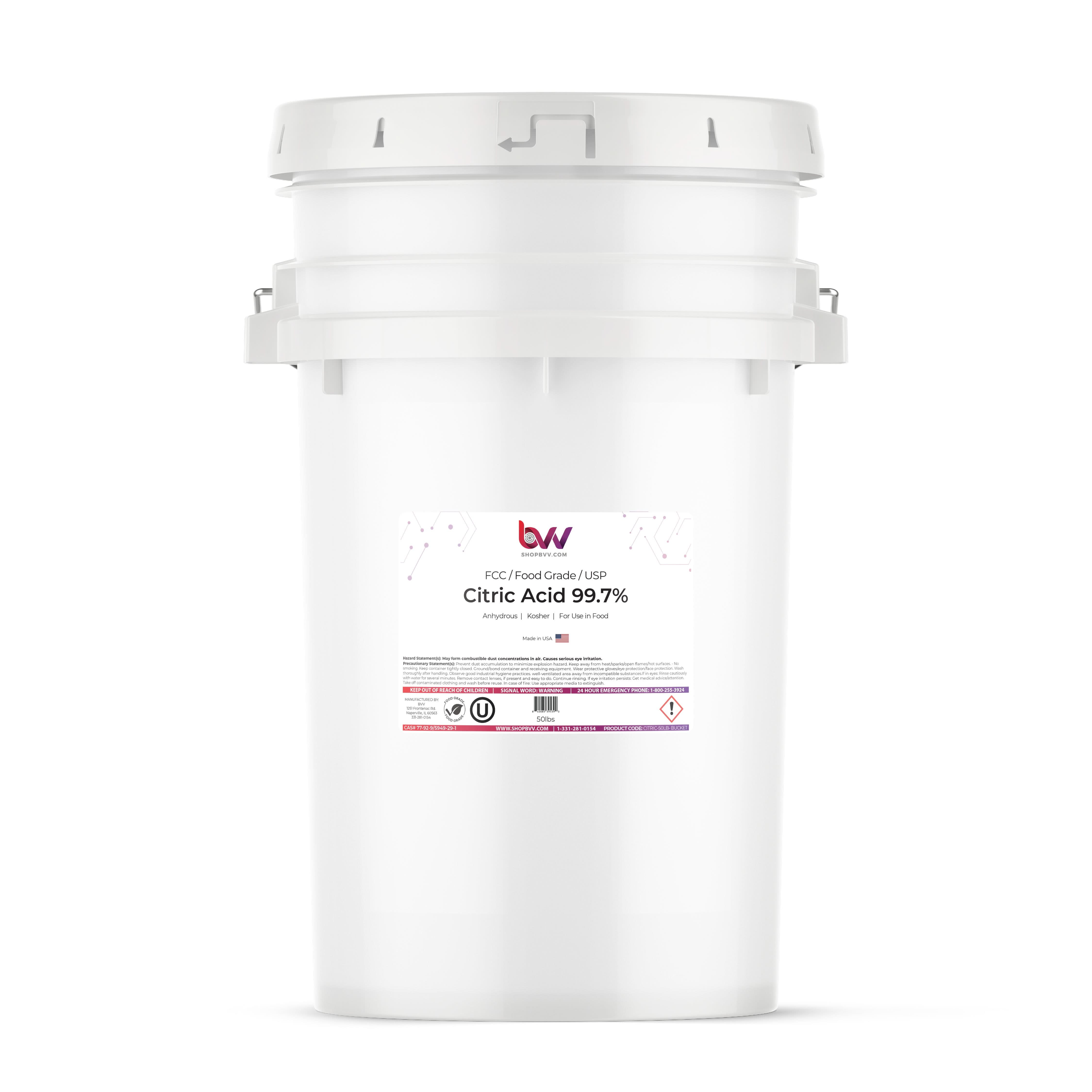 Citric Acid 97% USA - High Purity - Anhydrous FCC, USP, Kosher