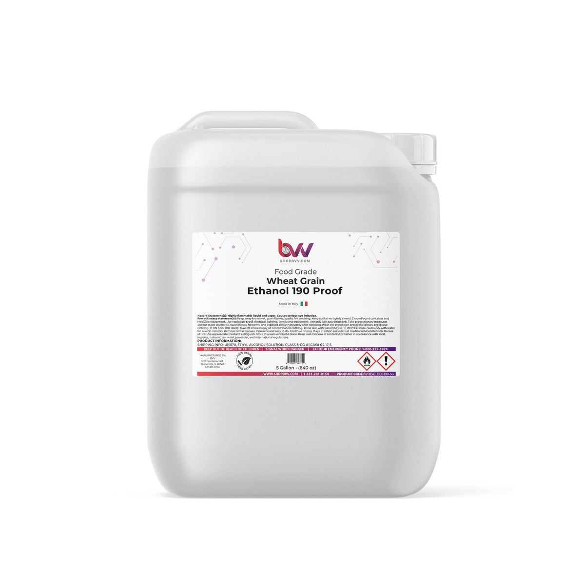 190 Proof Wheat Alcohol - Food Grade - Excise Tax Included