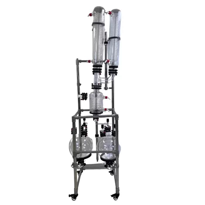 Glass External Condenser with Dual Receiving Flasks