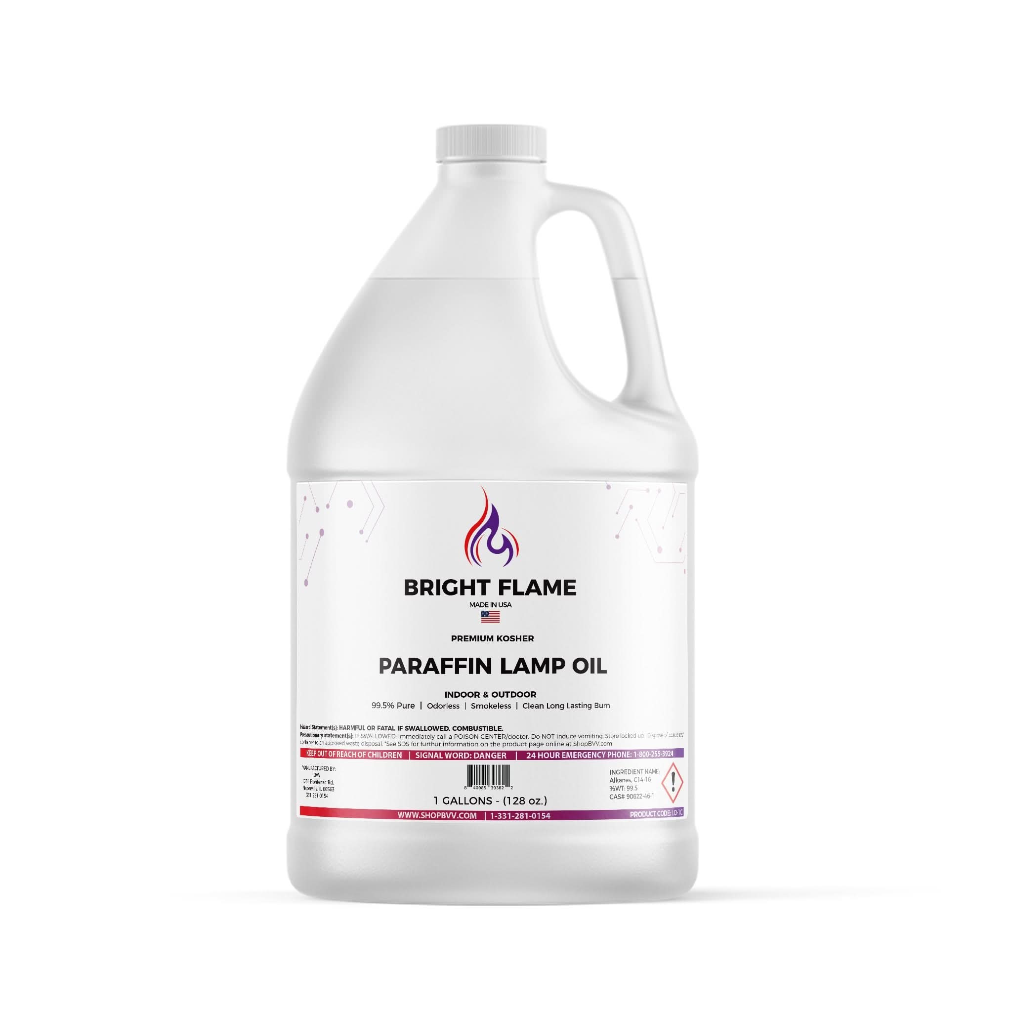 BVV High Purity Paraffin Lamp Oil - Smokeless, Clean Burning- Kosher - 99.5% Pure
