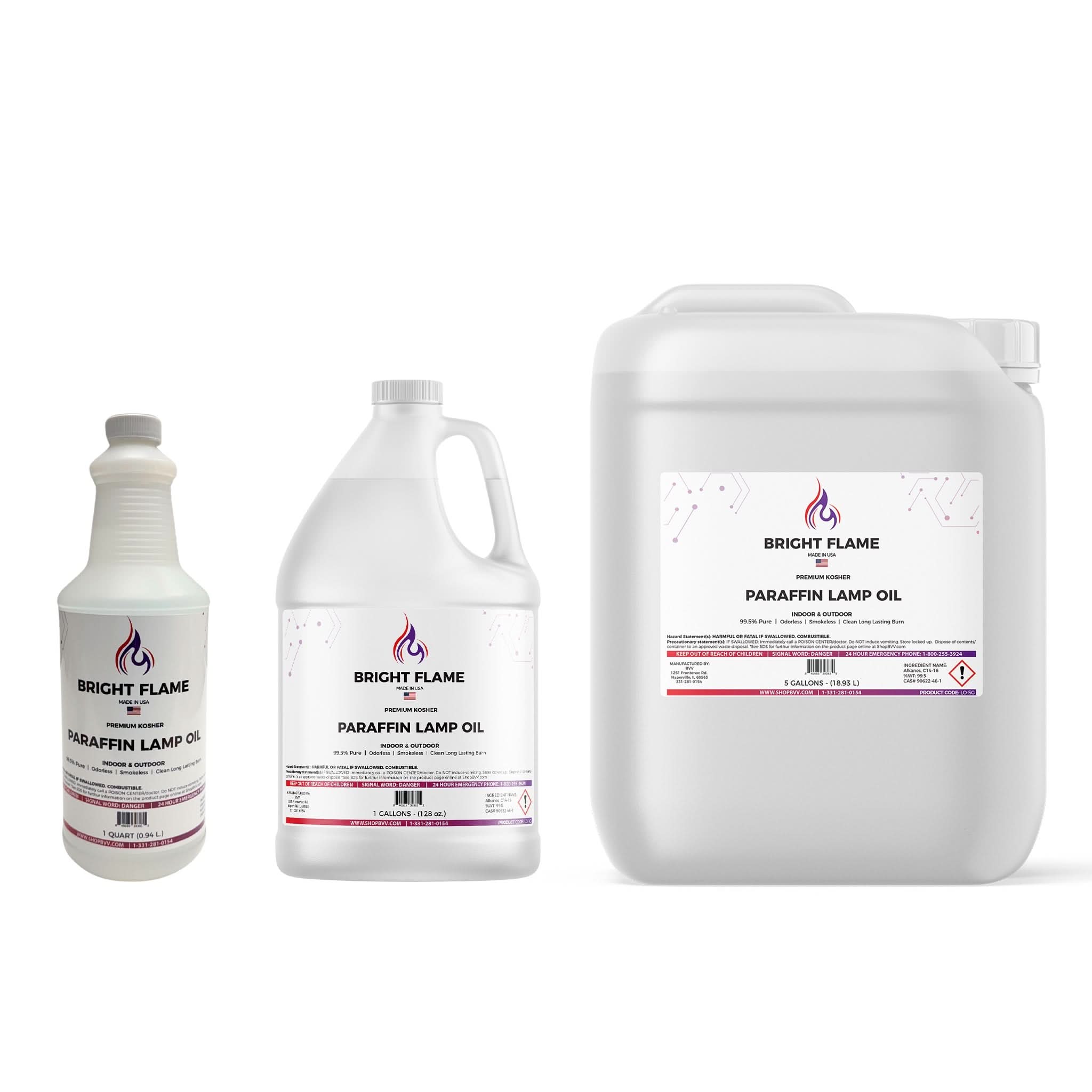 BVV High Purity Paraffin Lamp Oil - Smokeless, Clean Burning- Kosher - 99.5% Pure