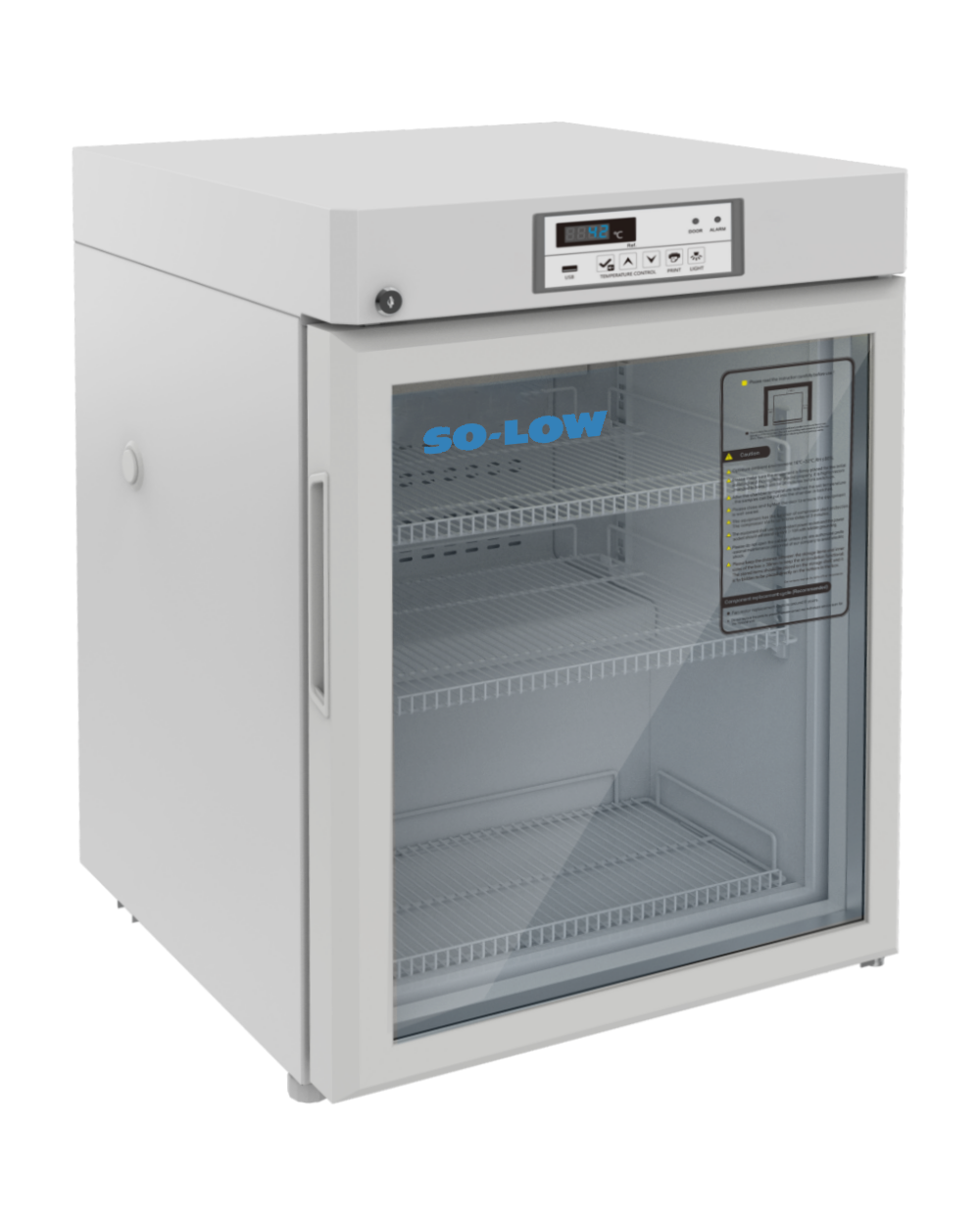 So-Low 2ºC to 8ºC, 2.5 cu.ft. With Glass Door, Cycle Defrost, 115V