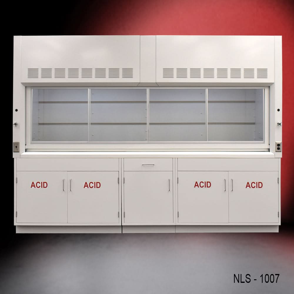 10′ Fisher American Fume Hood w/ ACID Storage Cabinets