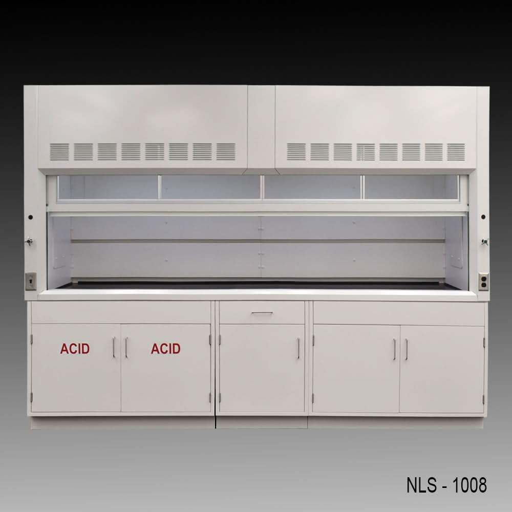 10′ Fisher American Fume Hood w/ ACID & General Storage Cabinets