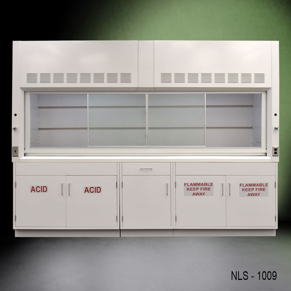 10′ Fisher American Chemical Fume Hood w/ ACID & Flammable Storage