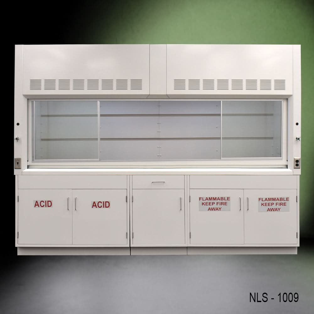 10′ Fisher American Chemical Fume Hood w/ ACID & Flammable Storage