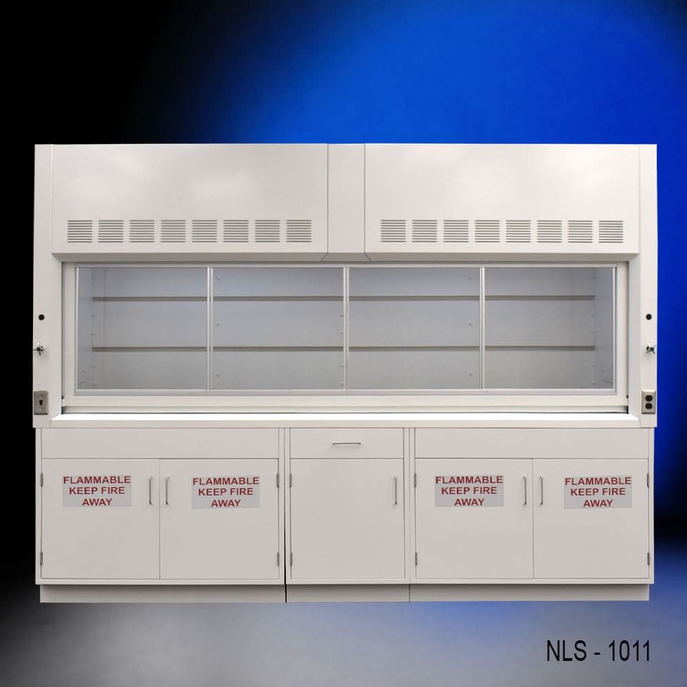 10′ Fisher American Bench Fume Hood w/ Flammable Storage Cabinets