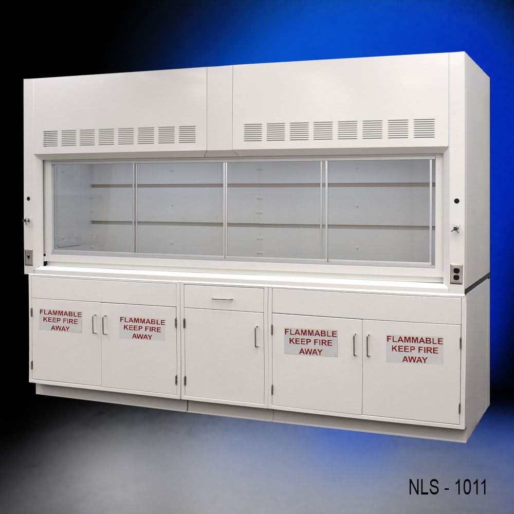 10′ Fisher American Bench Fume Hood w/ Flammable Storage Cabinets