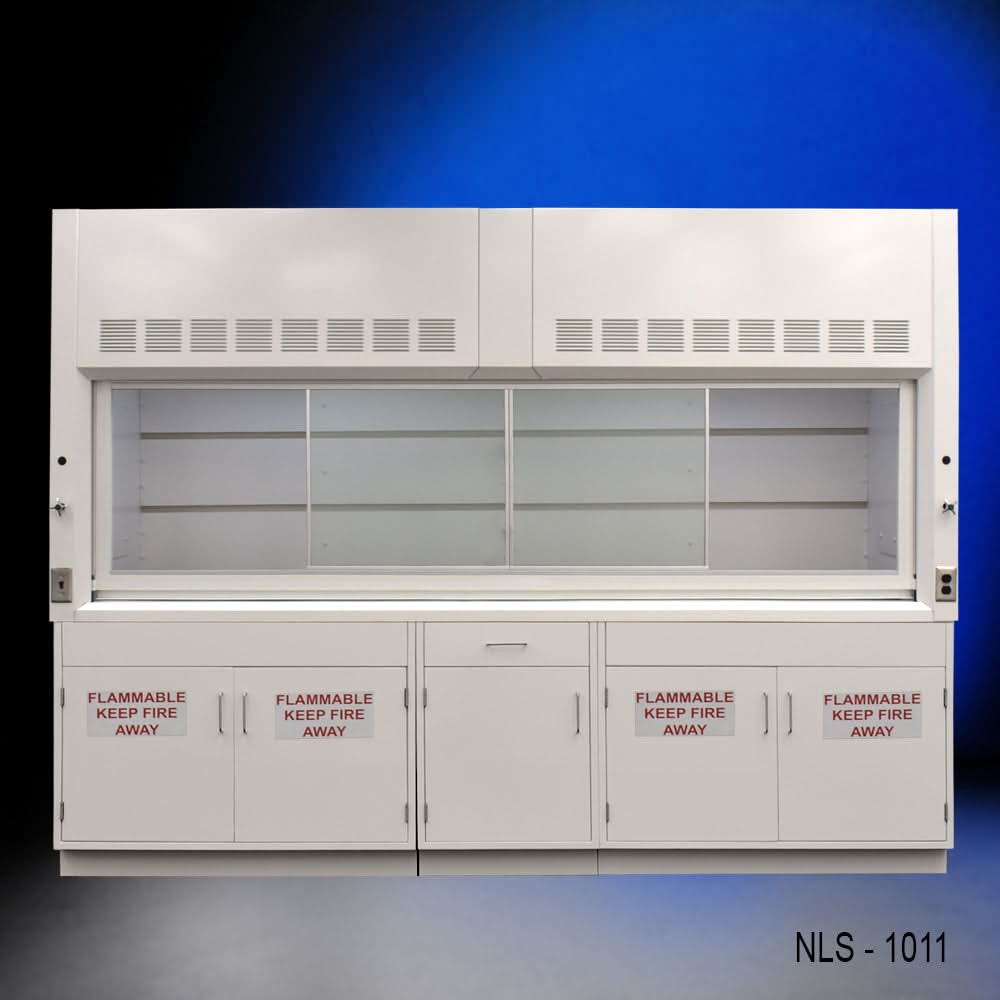10′ Fisher American Bench Fume Hood w/ Flammable Storage Cabinets