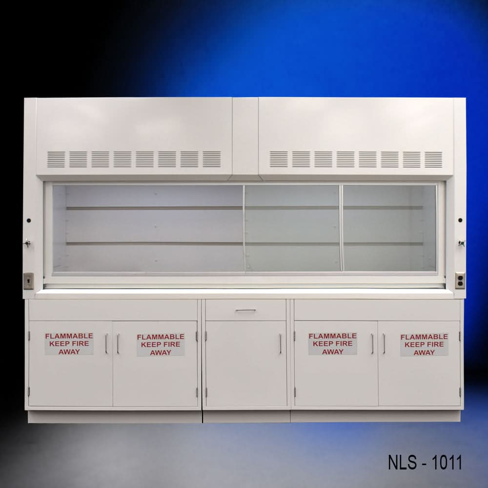10′ Fisher American Bench Fume Hood w/ Flammable Storage Cabinets