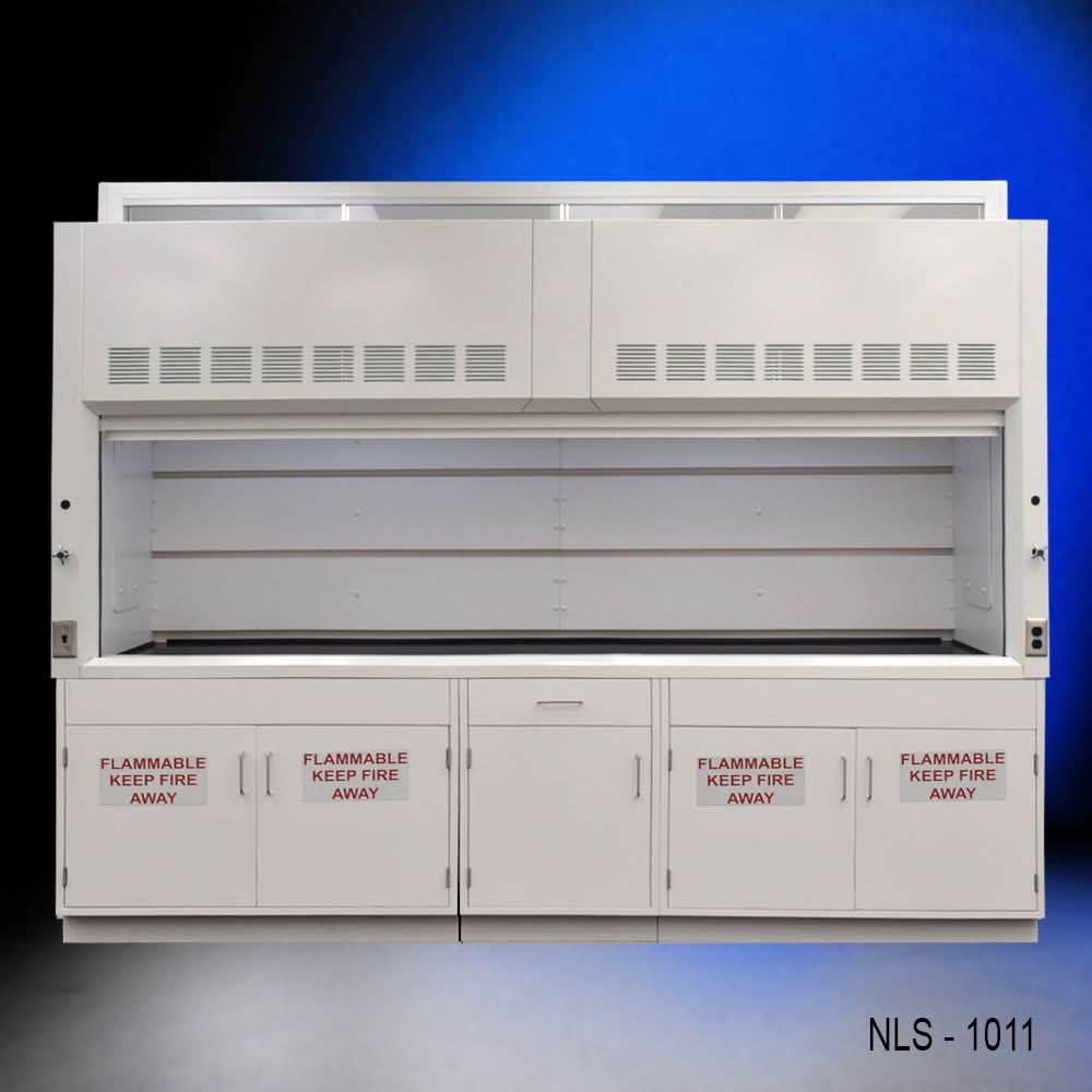 10′ Fisher American Bench Fume Hood w/ Flammable Storage Cabinets