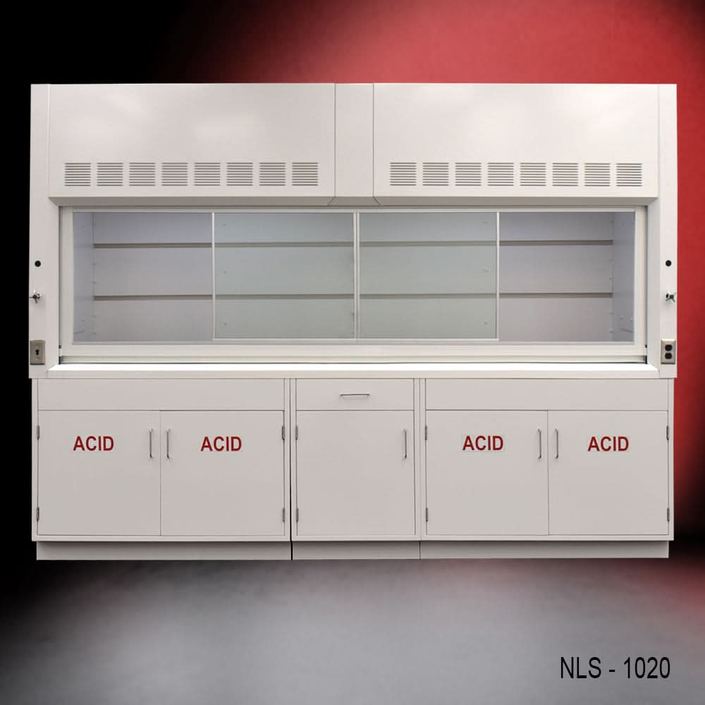 10′ x 48″ Fisher American Fume Hood w/ ACID Storage Cabinets