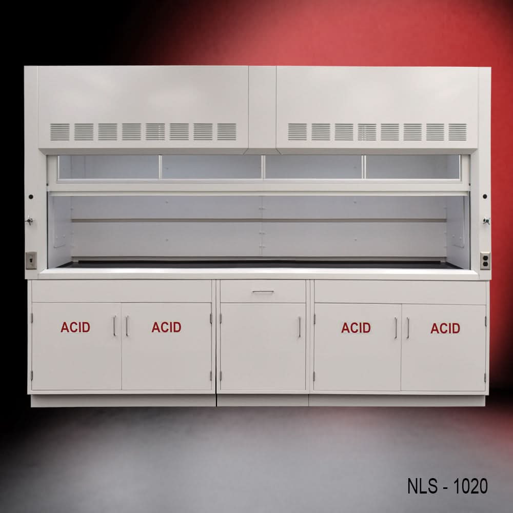 10′ x 48″ Fisher American Fume Hood w/ ACID Storage Cabinets