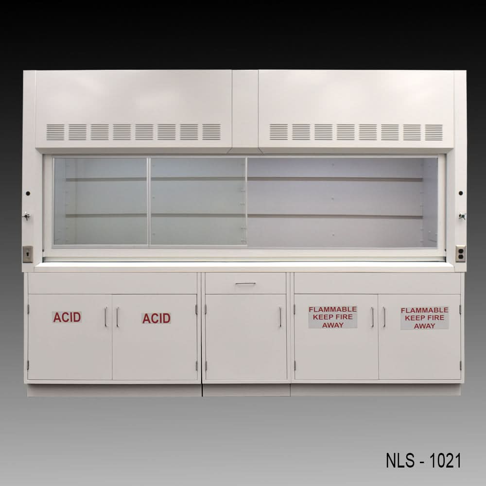 10′ x 48″ Fisher American Chemical Fume Hood w/ ACID & Flammable Storage