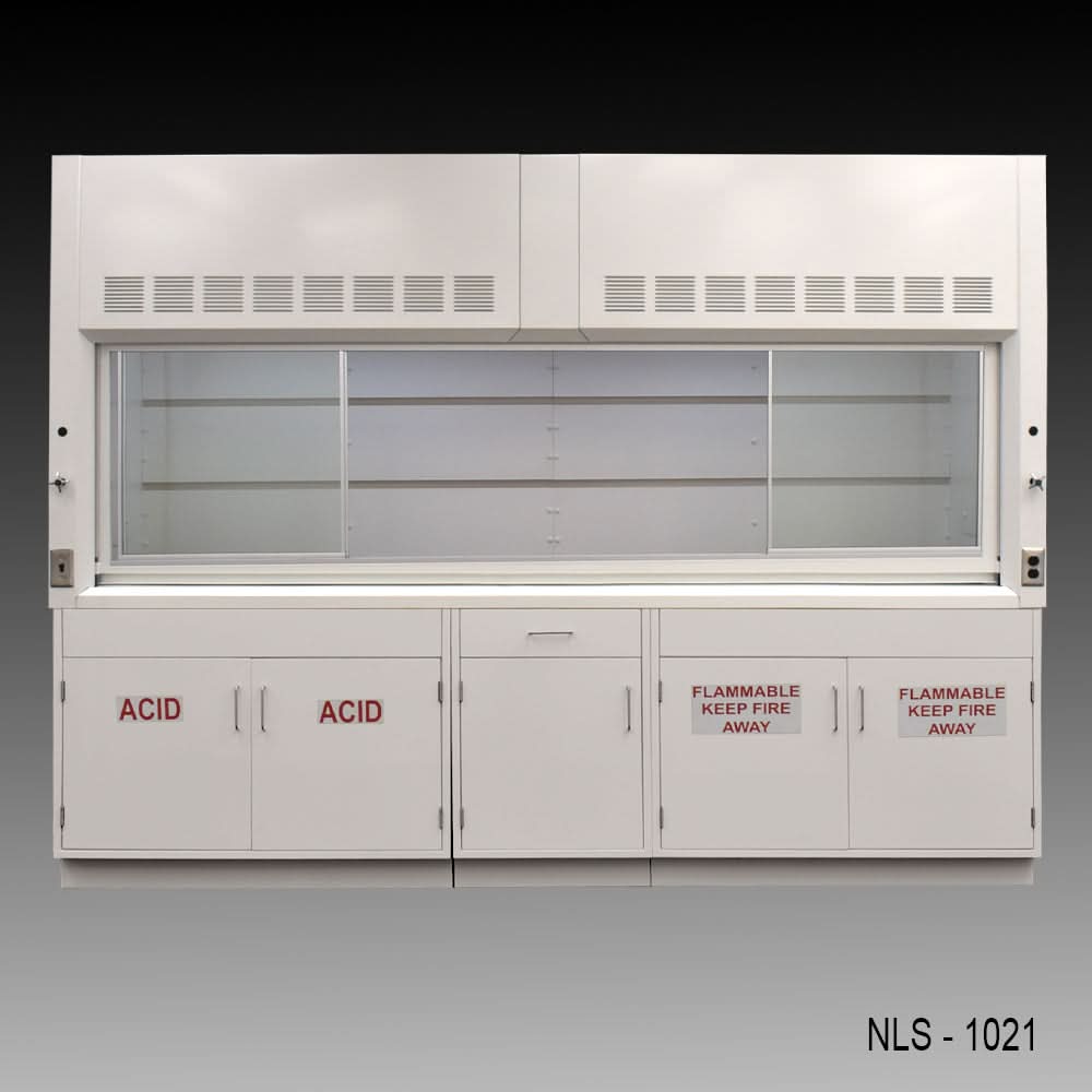 10′ x 48″ Fisher American Chemical Fume Hood w/ ACID & Flammable Storage