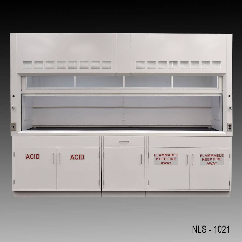 10′ x 48″ Fisher American Chemical Fume Hood w/ ACID & Flammable Storage
