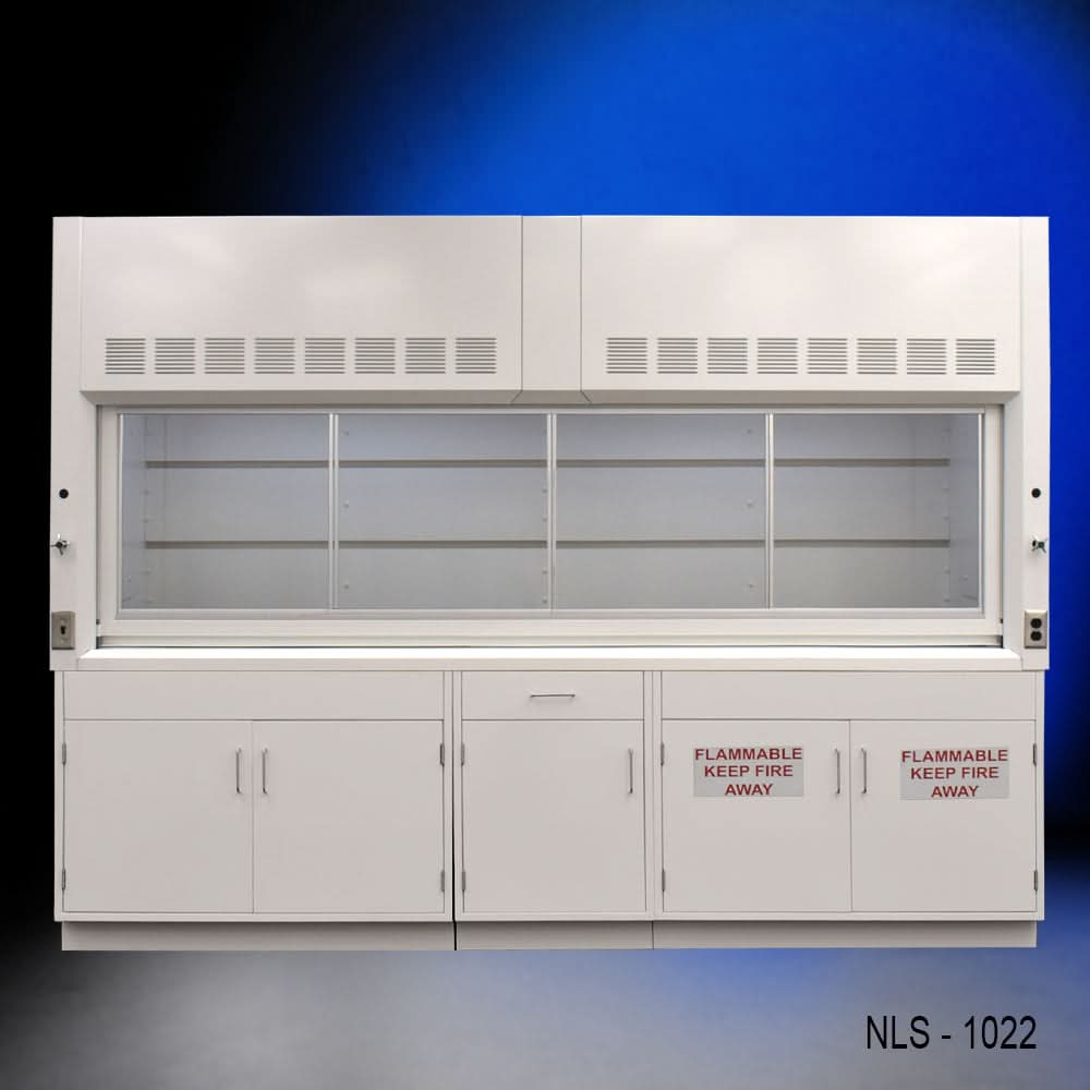 10′ x 48″ Fisher American Fume Hood w/ Flammable & General Storage Cabinets
