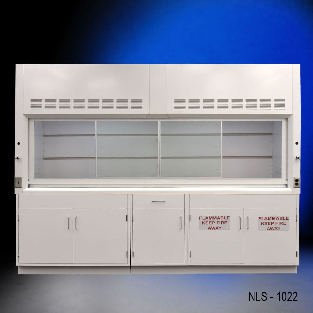 10′ x 48″ Fisher American Fume Hood w/ Flammable & General Storage Cabinets
