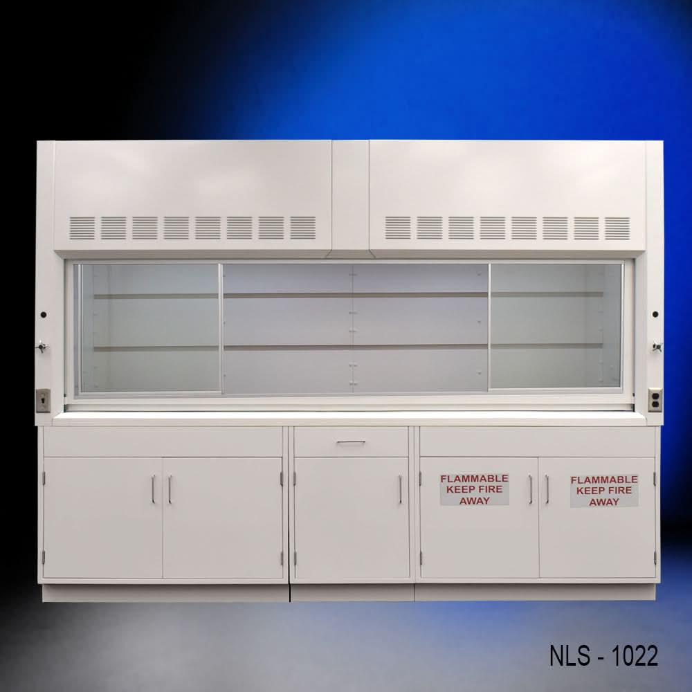 10′ x 48″ Fisher American Fume Hood w/ Flammable & General Storage Cabinets