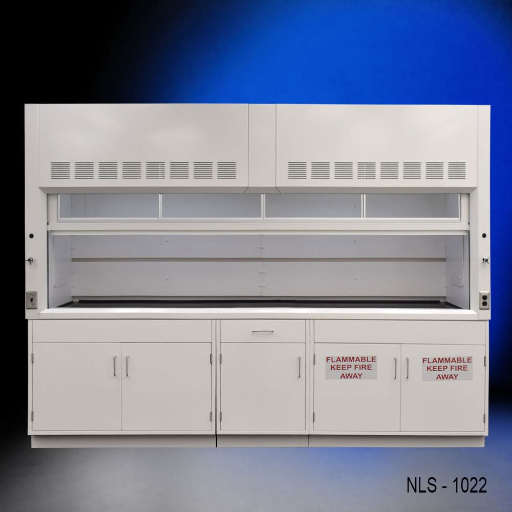 10′ x 48″ Fisher American Fume Hood w/ Flammable & General Storage Cabinets