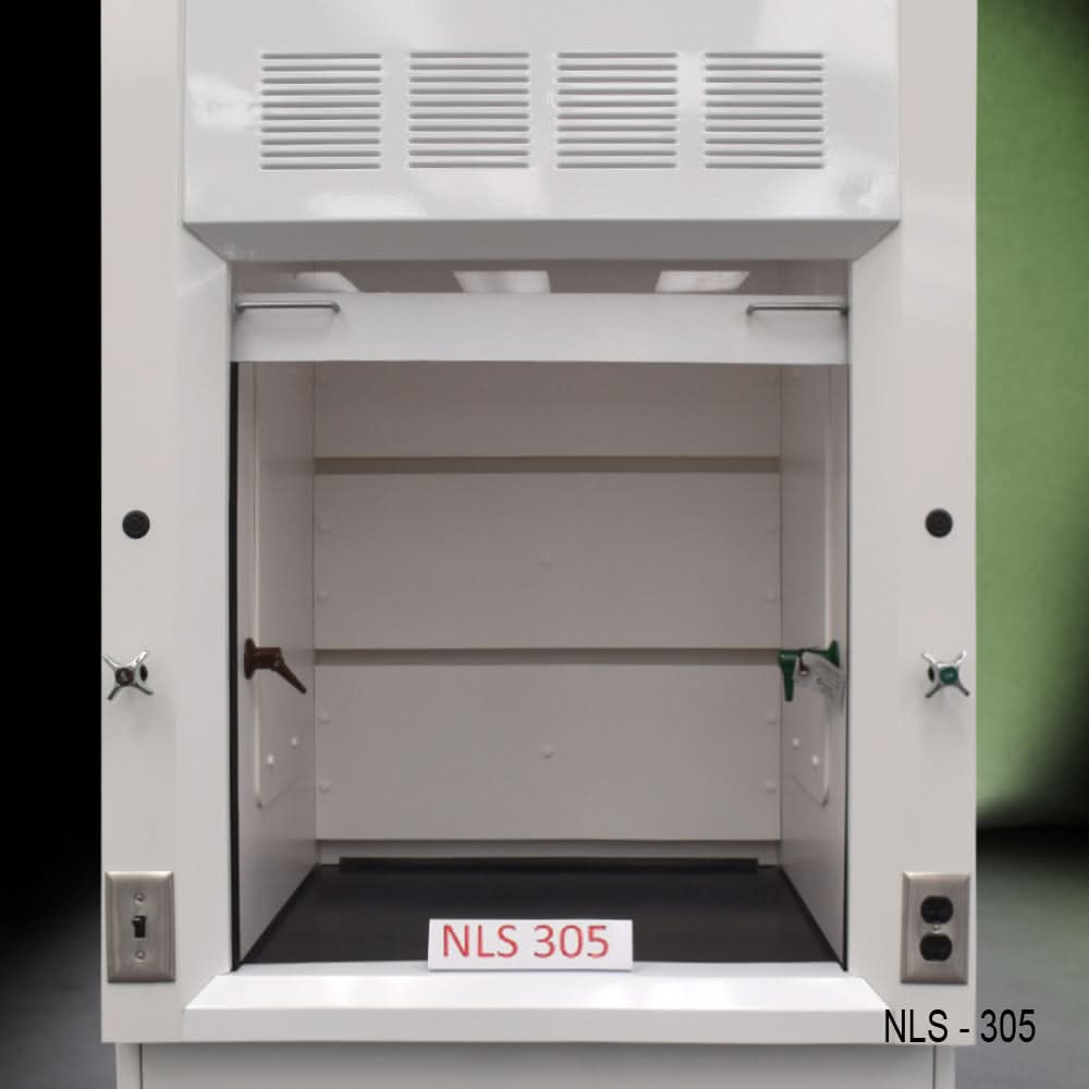 3′ Fisher American Fume Hood w/ Blue Acid Cabinets