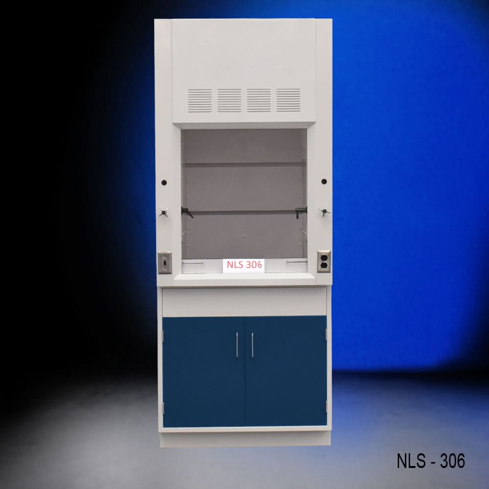 3′ Fisher American Fume Hood w/ Blue General Cabinets