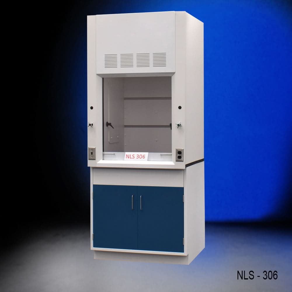 3′ Fisher American Fume Hood w/ Blue General Cabinets