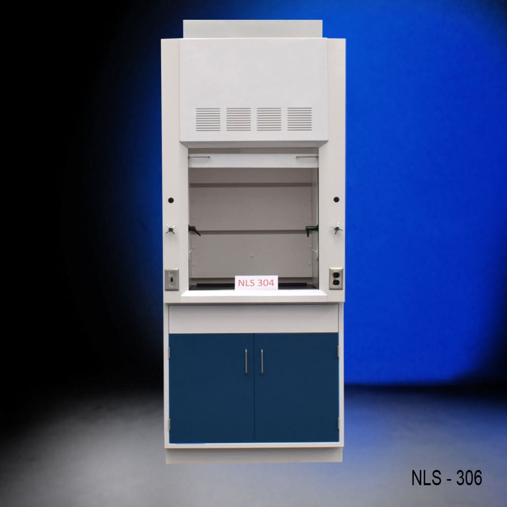 3′ Fisher American Fume Hood w/ Blue General Cabinets