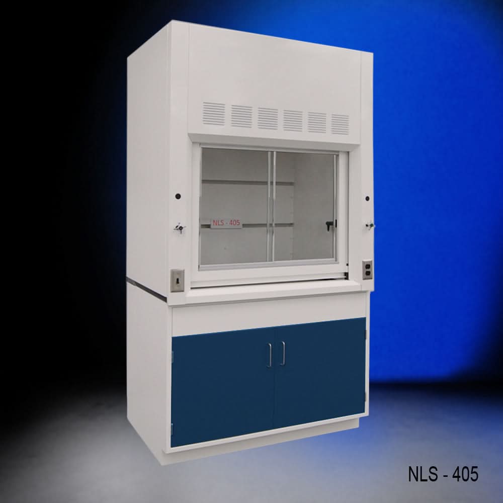 4′ Fisher American Fume Hood w/ Blue Base Cabinets
