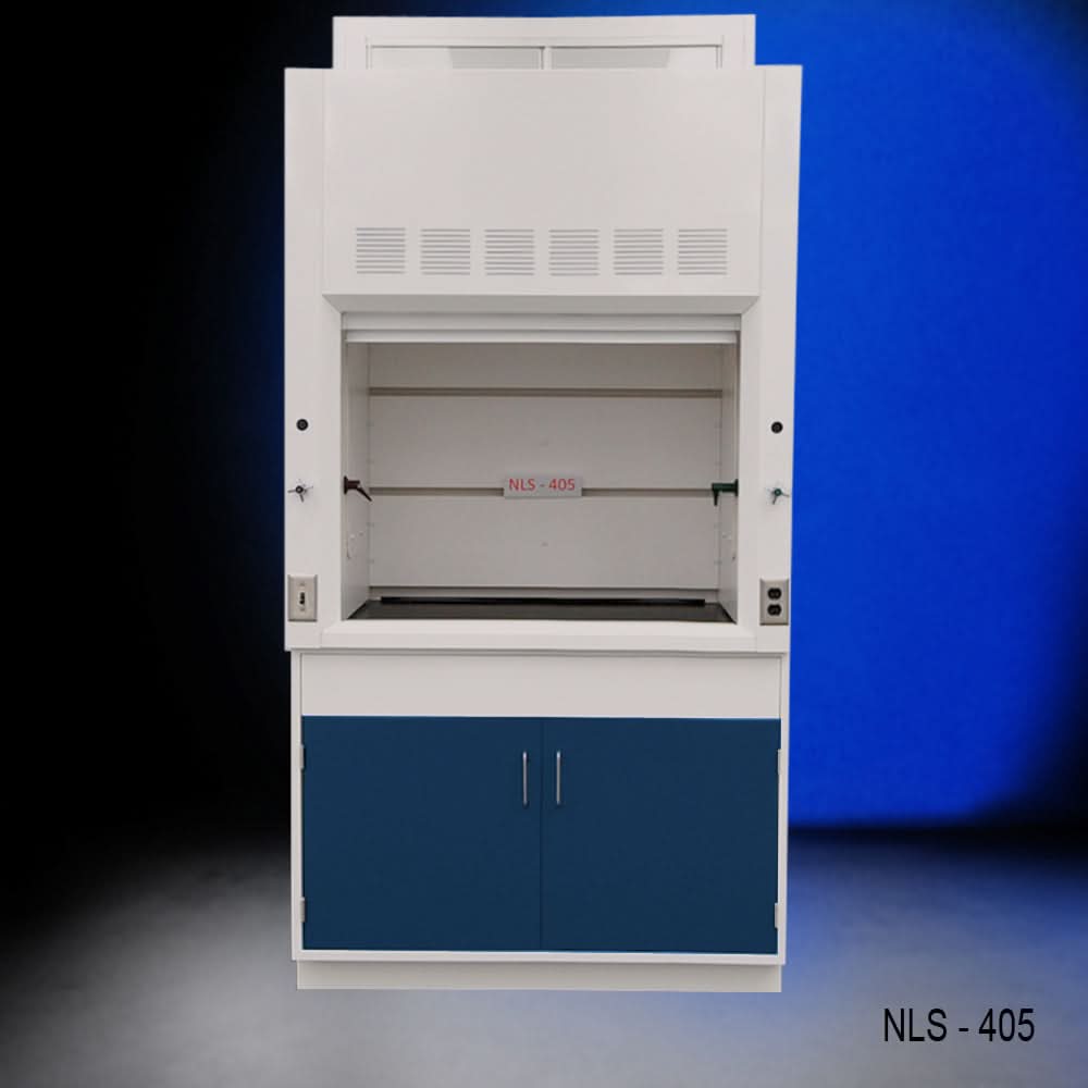 4′ Fisher American Fume Hood w/ Blue Base Cabinets