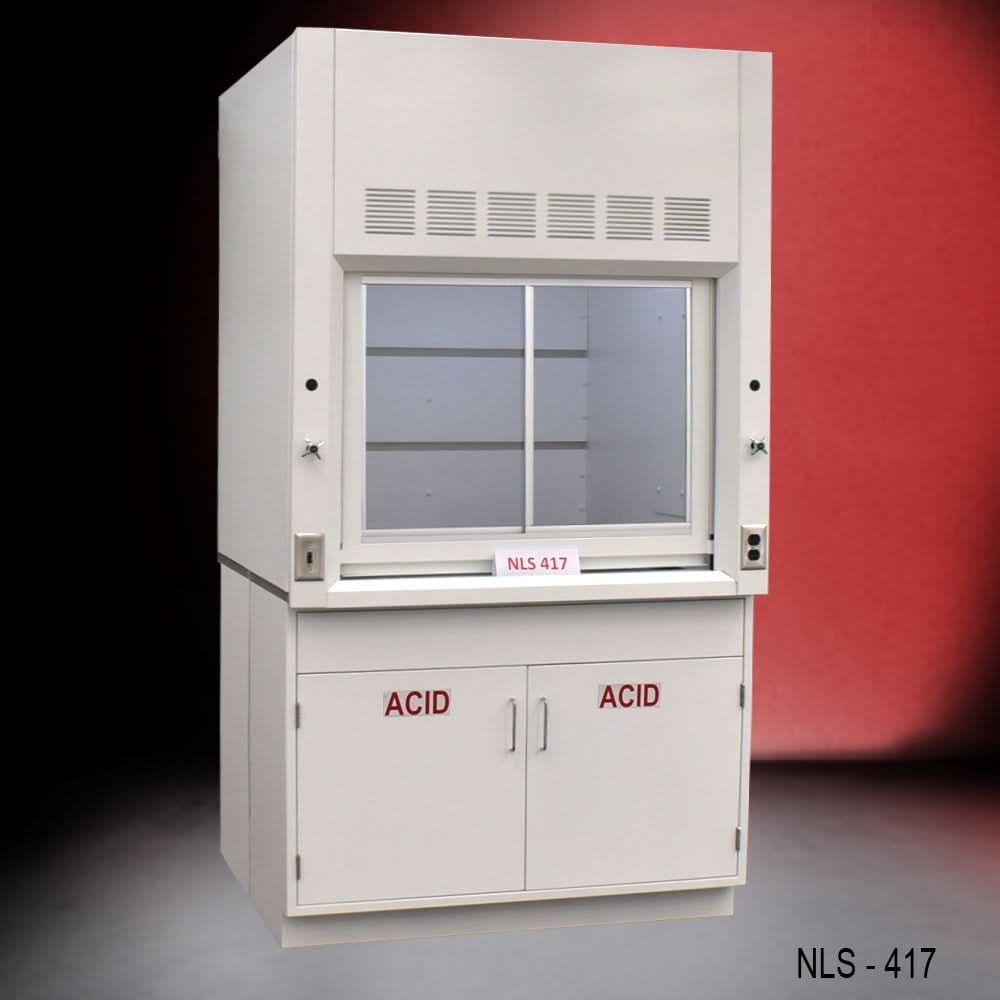 4′ x 4′ Fisher American Fume Hood w/ Acid Cabinets