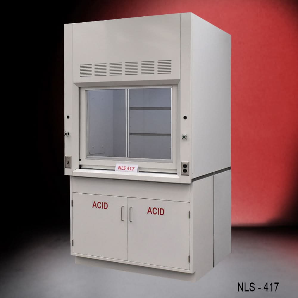 4′ x 4′ Fisher American Fume Hood w/ Acid Cabinets