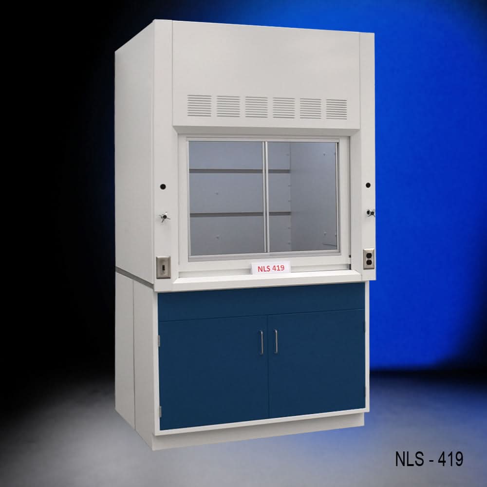 4′ x 4′ Fisher American Fume Hood w/ Blue Storage Cabinet