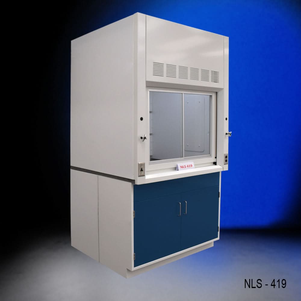 4′ x 4′ Fisher American Fume Hood w/ Blue Storage Cabinet