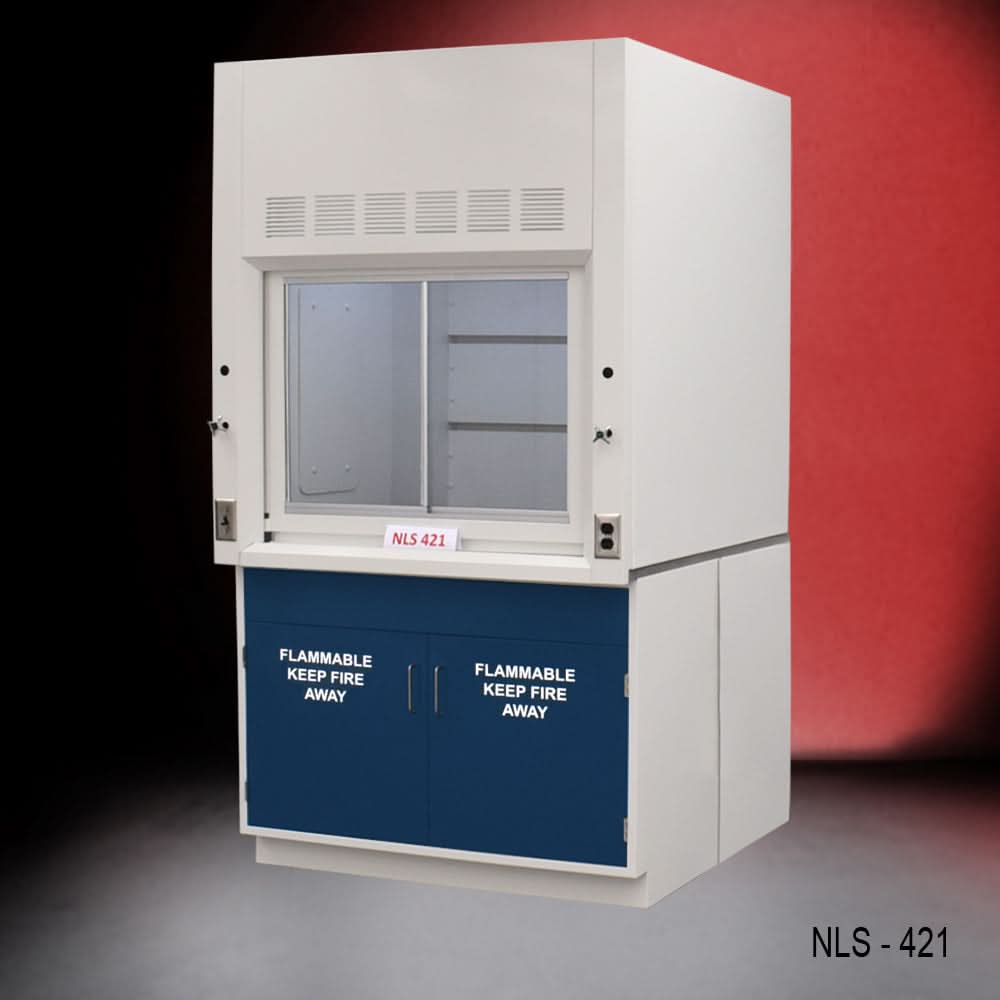 4′ x 4′ Fisher American Fume Hood w/ Blue Flammable Storage