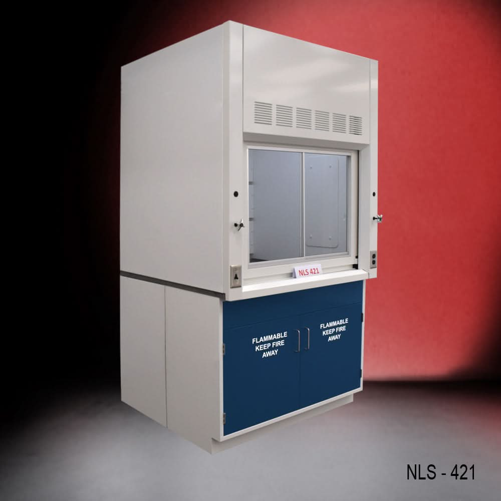 4′ x 4′ Fisher American Fume Hood w/ Blue Flammable Storage
