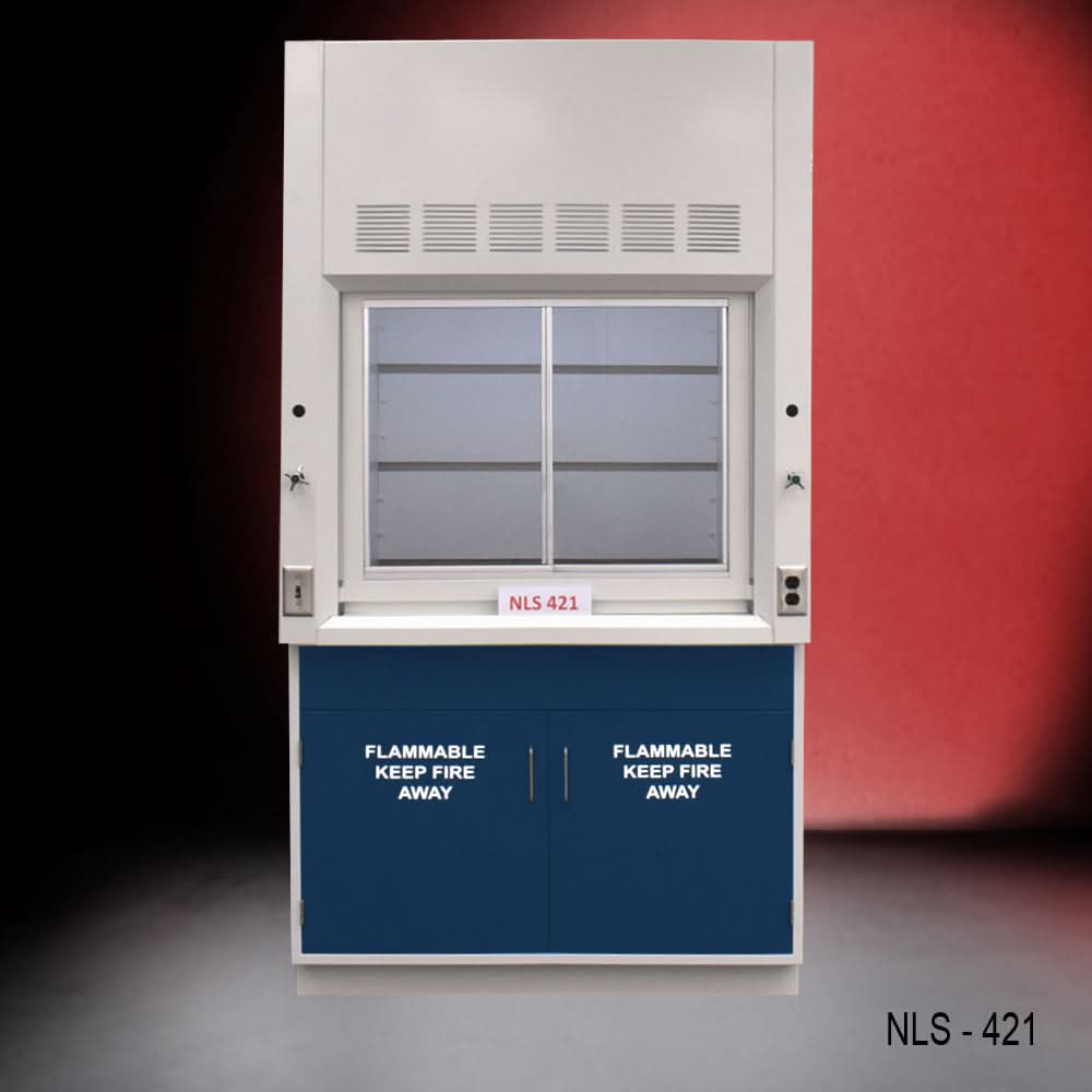4′ x 4′ Fisher American Fume Hood w/ Blue Flammable Storage