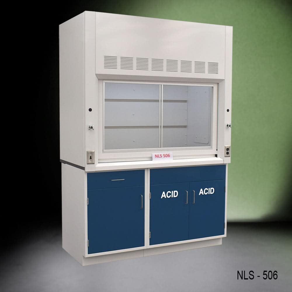 5′ Fisher American Fume Hood w/ Blue ACID Storage