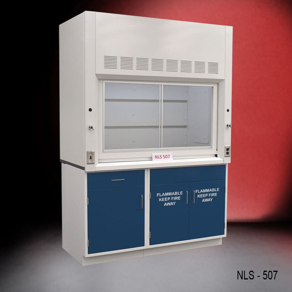 5′ Fisher American Fume Hood w/ Blue Flammable Storage