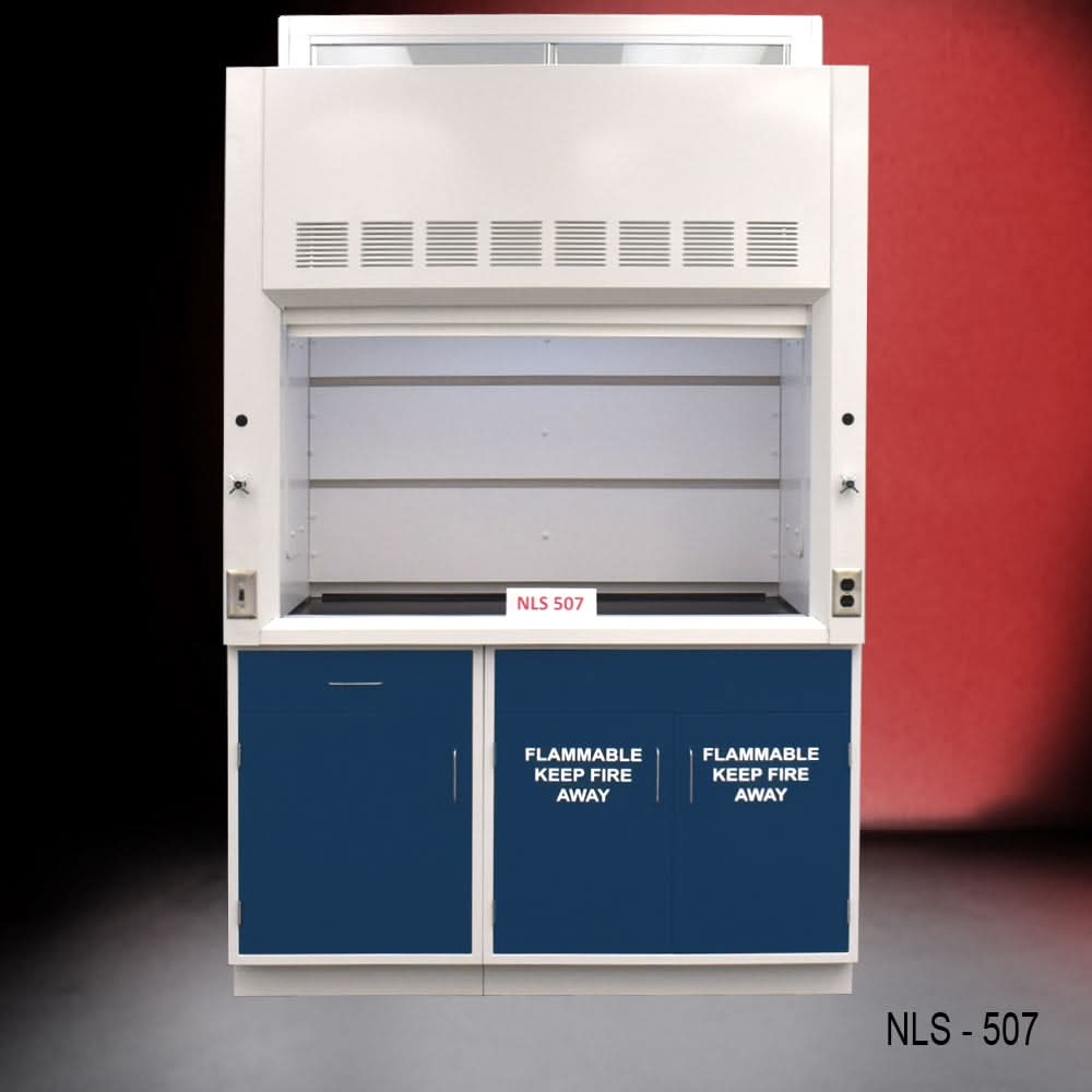 5′ Fisher American Fume Hood w/ Blue Flammable Storage