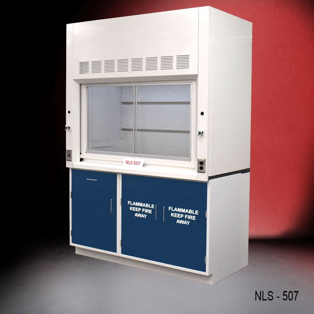 5′ Fisher American Fume Hood w/ Blue Flammable Storage