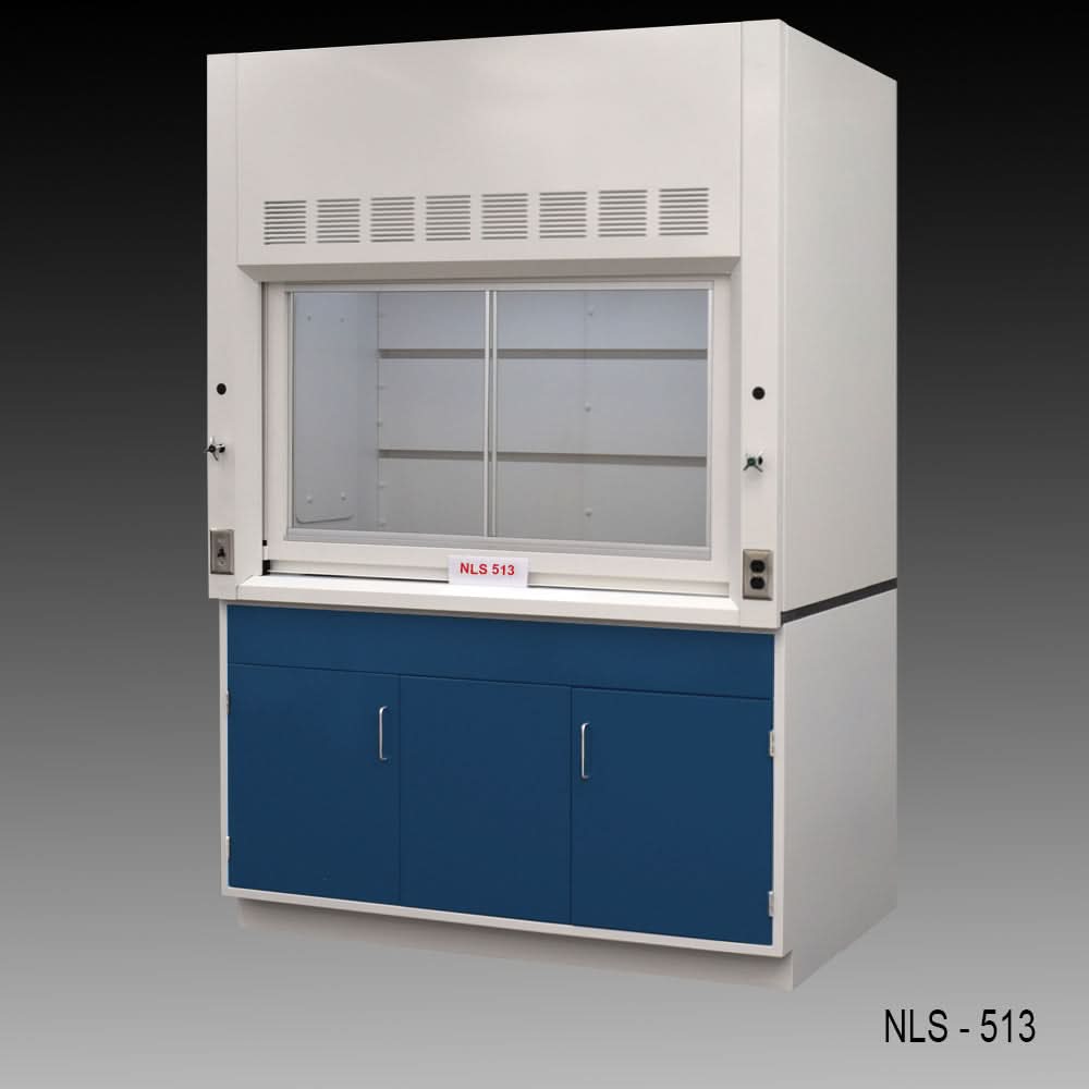 5′ x 4′ Fisher American Fume Hood w/ Blue General Storage Cabinet