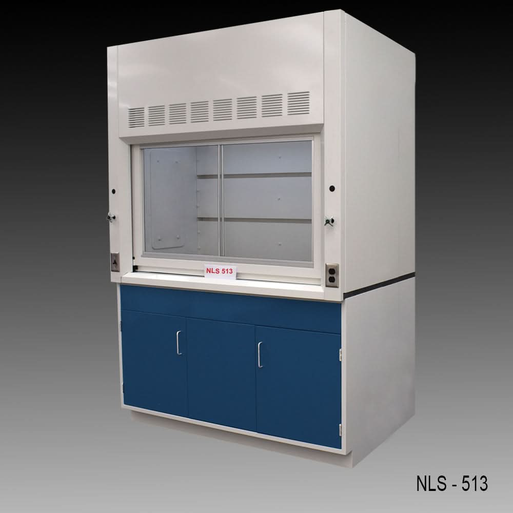 5′ x 4′ Fisher American Fume Hood w/ Blue General Storage Cabinet