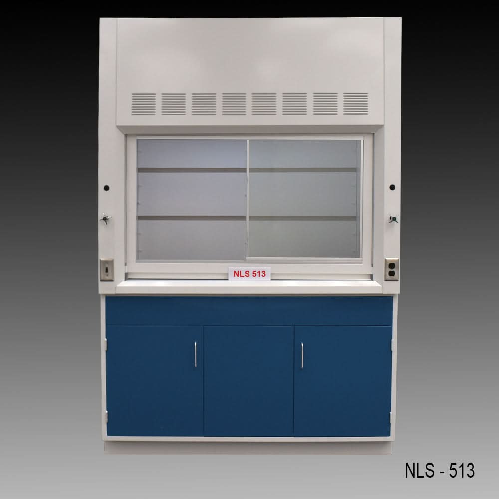5′ x 4′ Fisher American Fume Hood w/ Blue General Storage Cabinet
